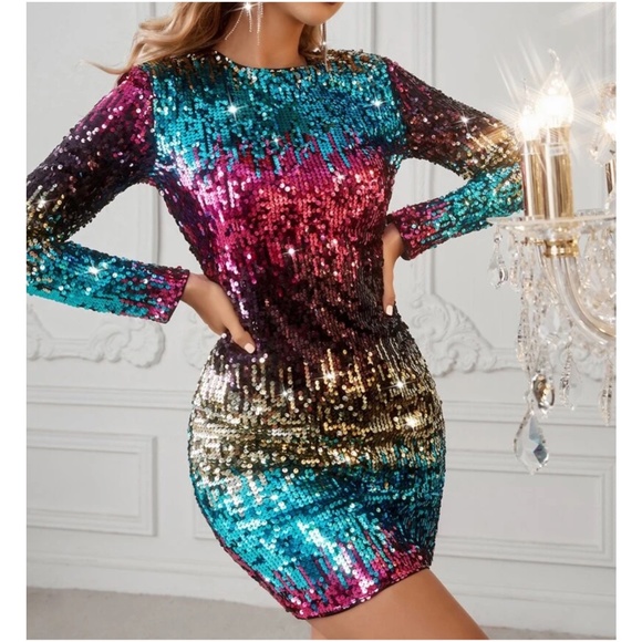 Dresses & Skirts - Luxe Sequin Long Sleeve Party Holiday Sexy Dress